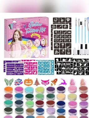 TEUVO 50 Vibrant Glitter Tatoo Colors Set Sparkly Fine Craft Glitter  DIY Art